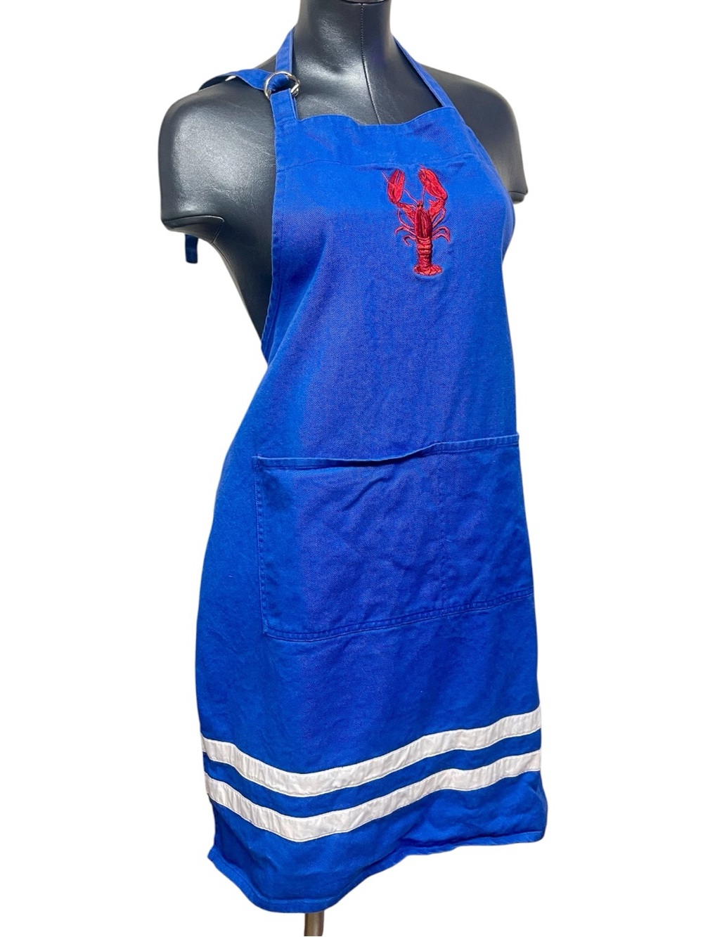 Williams Sonoma Blue Cotton Lobster Apron Cooking Banking Kitchen OS